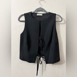 Gallery Black Tie-Front Sleeveless waistcoat